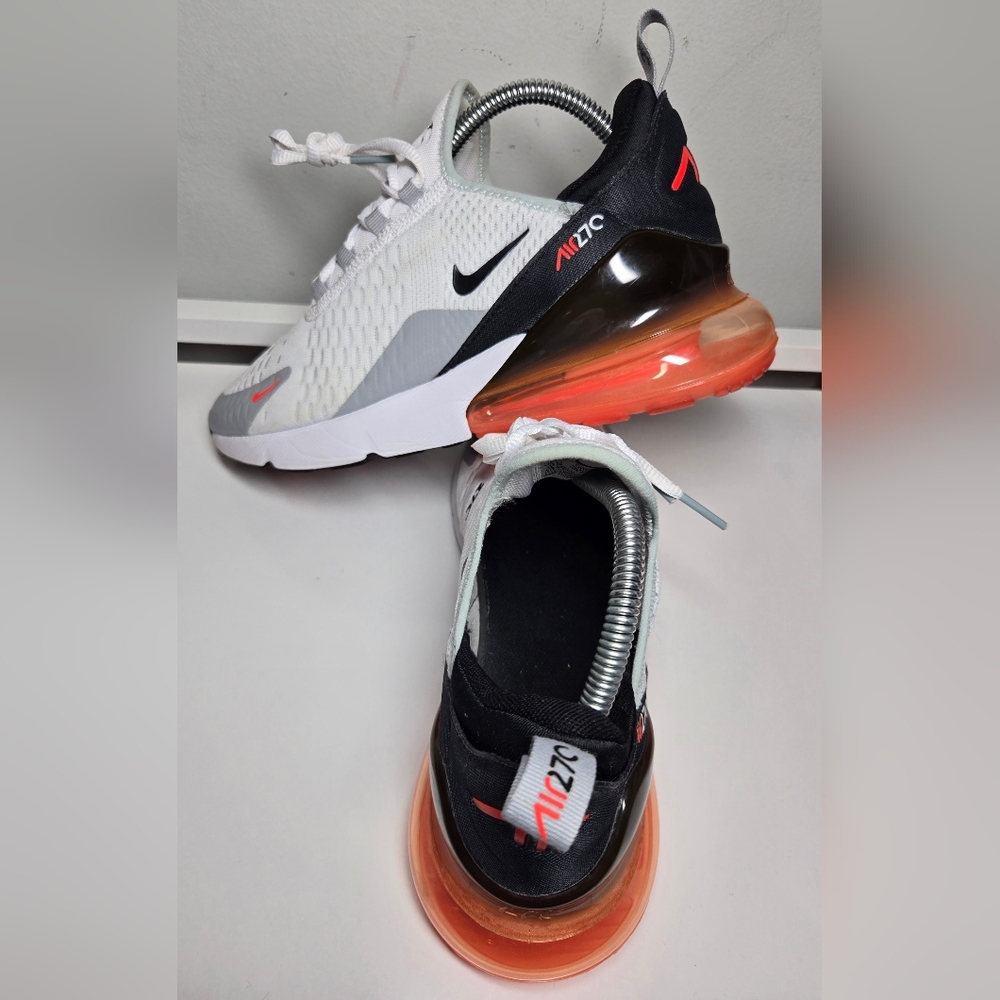 Nike Air Max 270 Women’s Sneakers — White, Gray, Black, Orange Accents - Picture 9 of 13